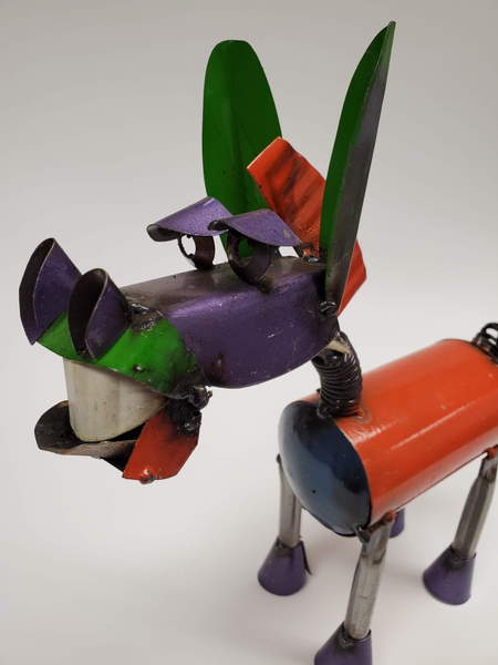 Donkey Spring Neck - Scrap Metal Figurine