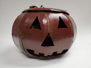 Medium Pumpkin - Red/Rust colored - Scrap Metal Art