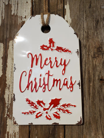 Merry Christmas - Metal Sign - Gift Tag - Christmas Decor