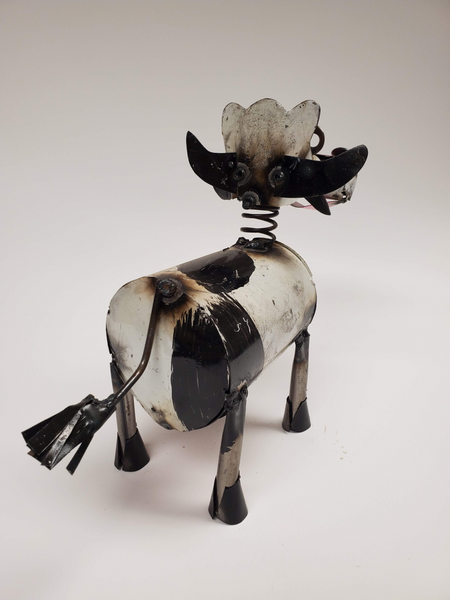 Cow Spring Neck - Scrap Metal Figurine