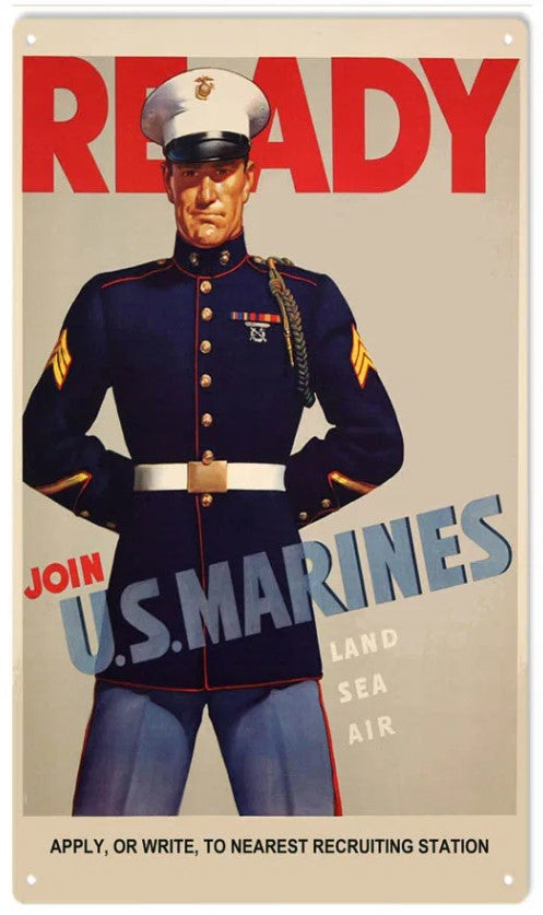 US Marines Ready - Tin Sign