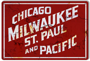 Chicago Milwaukee St Paul and Pacific Railroad - Tin Sign