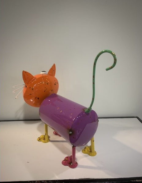 Cat with orange head - Scrap Art Figure