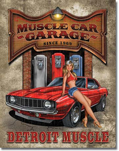 Muscle Car Garage - Tin Sign