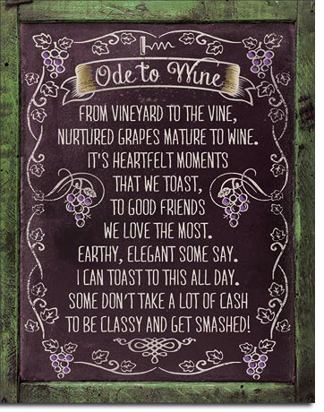 Ode to Wine - Tin Sign